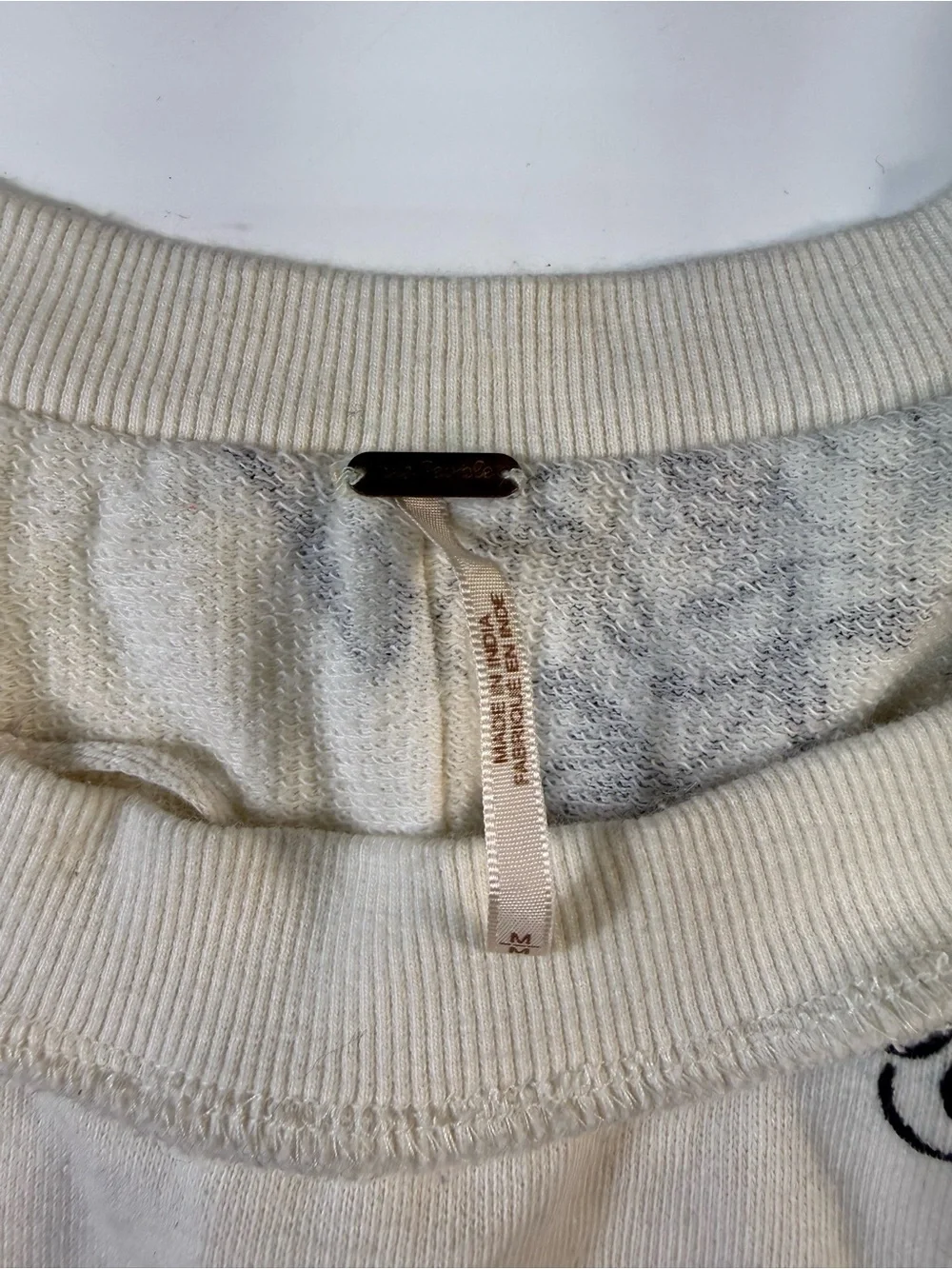 Free People 100% CottonCream Floral Crewneck Sweatshirt with Pink & Blue Flowers